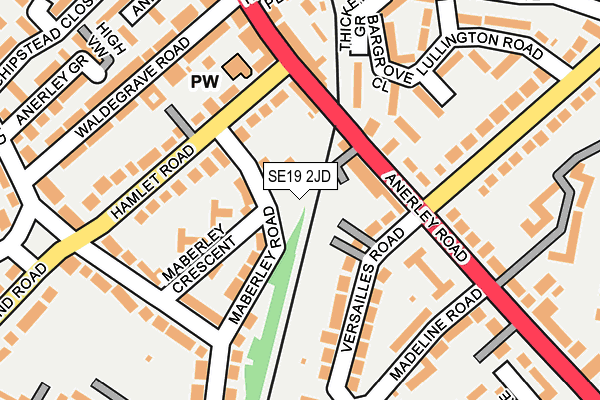SE19 2JD map - OS OpenMap – Local (Ordnance Survey)