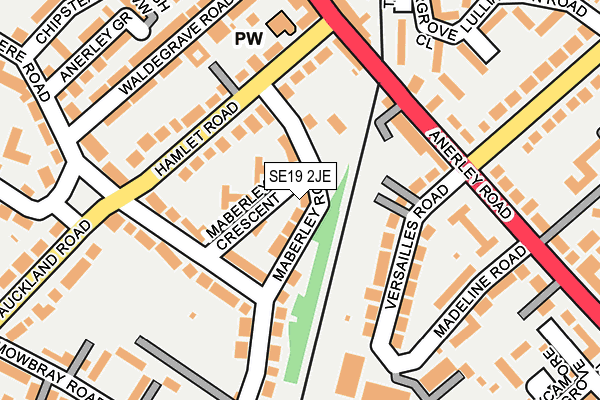 SE19 2JE map - OS OpenMap – Local (Ordnance Survey)