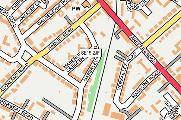 SE19 2JF map - OS OpenMap – Local (Ordnance Survey)