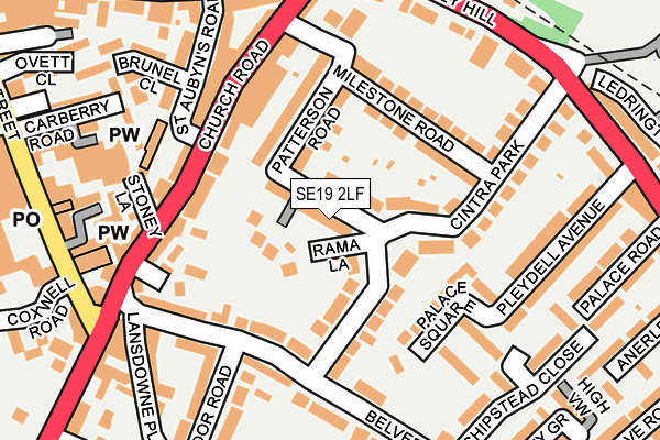 SE19 2LF map - OS OpenMap – Local (Ordnance Survey)