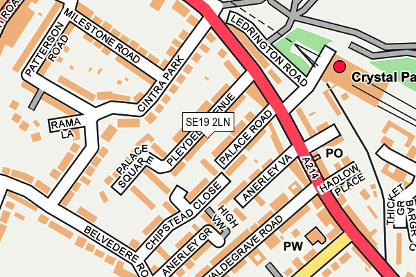 SE19 2LN map - OS OpenMap – Local (Ordnance Survey)