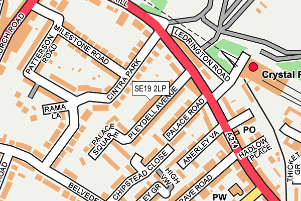 SE19 2LP map - OS OpenMap – Local (Ordnance Survey)
