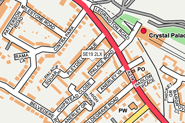 SE19 2LX map - OS OpenMap – Local (Ordnance Survey)