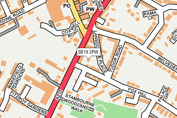 SE19 2PW map - OS OpenMap – Local (Ordnance Survey)