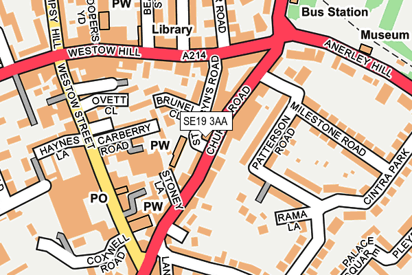 SE19 3AA map - OS OpenMap – Local (Ordnance Survey)