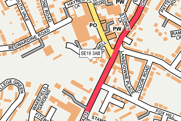 SE19 3AB map - OS OpenMap – Local (Ordnance Survey)