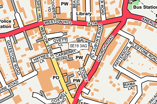 SE19 3AG map - OS OpenMap – Local (Ordnance Survey)