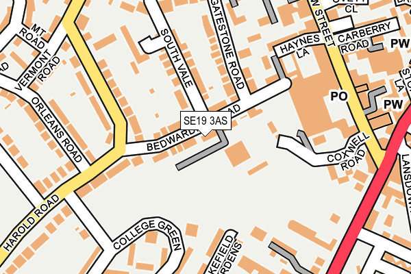 SE19 3AS map - OS OpenMap – Local (Ordnance Survey)