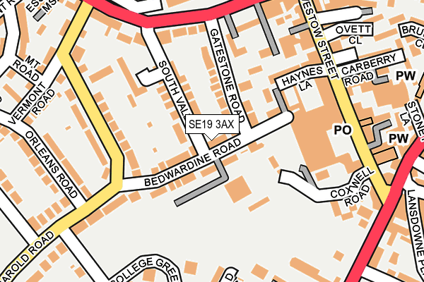 SE19 3AX map - OS OpenMap – Local (Ordnance Survey)