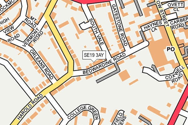 SE19 3AY map - OS OpenMap – Local (Ordnance Survey)