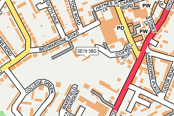 SE19 3BG map - OS OpenMap – Local (Ordnance Survey)