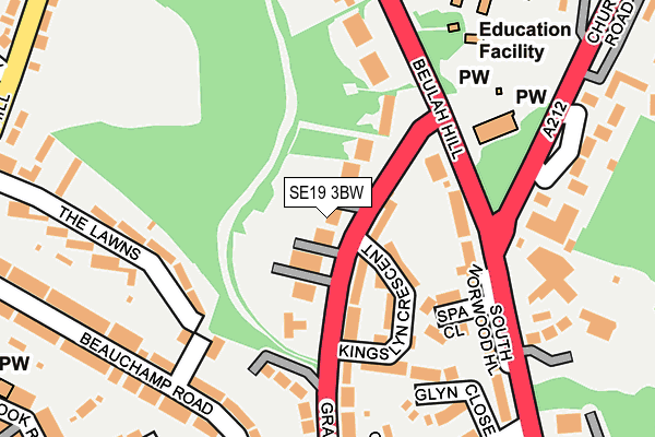 SE19 3BW map - OS OpenMap – Local (Ordnance Survey)