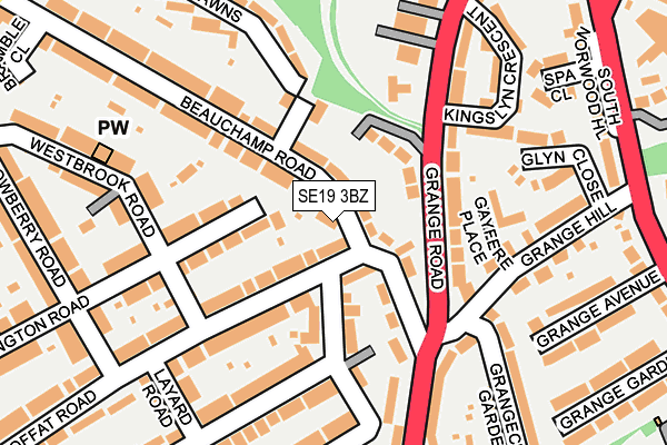 SE19 3BZ map - OS OpenMap – Local (Ordnance Survey)