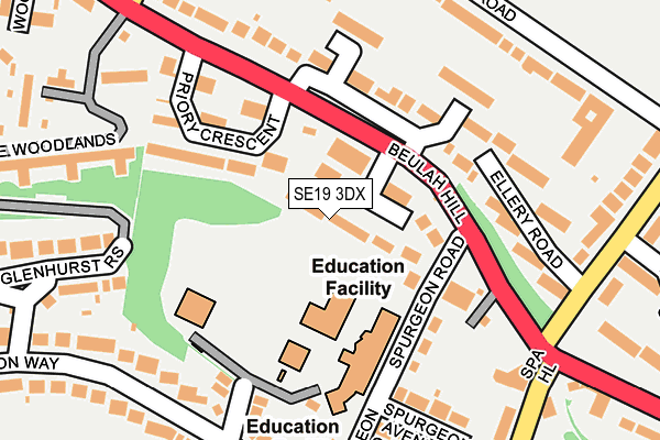 SE19 3DX map - OS OpenMap – Local (Ordnance Survey)