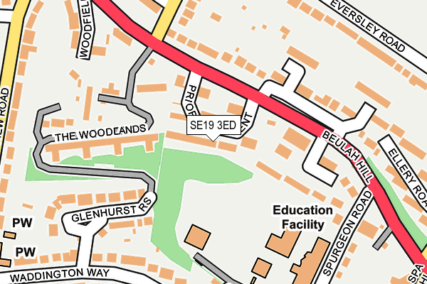 SE19 3ED map - OS OpenMap – Local (Ordnance Survey)