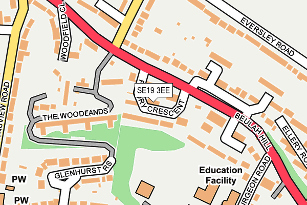 SE19 3EE map - OS OpenMap – Local (Ordnance Survey)