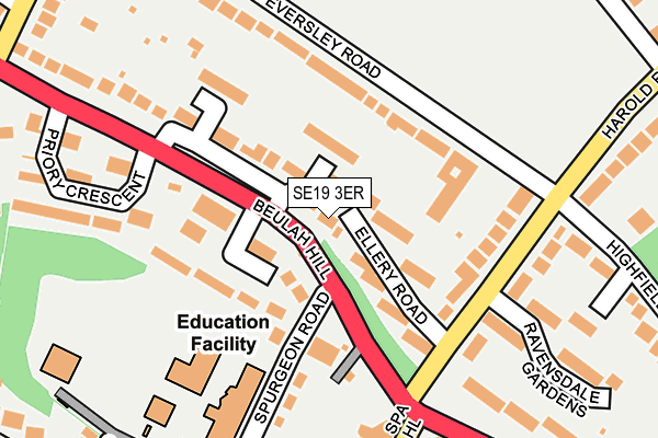 SE19 3ER map - OS OpenMap – Local (Ordnance Survey)