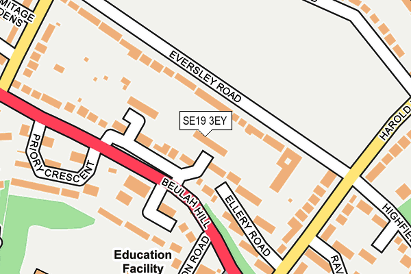 SE19 3EY map - OS OpenMap – Local (Ordnance Survey)