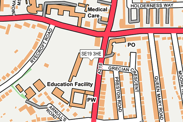 SE19 3HE map - OS OpenMap – Local (Ordnance Survey)