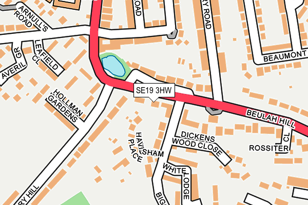 SE19 3HW map - OS OpenMap – Local (Ordnance Survey)