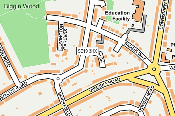 SE19 3HX map - OS OpenMap – Local (Ordnance Survey)