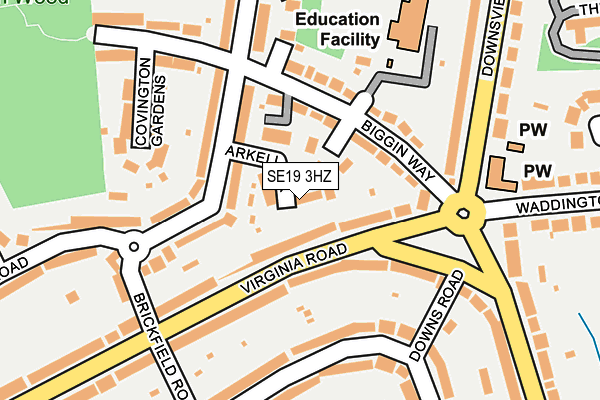 SE19 3HZ map - OS OpenMap – Local (Ordnance Survey)