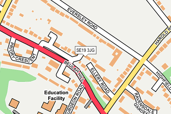 SE19 3JG map - OS OpenMap – Local (Ordnance Survey)