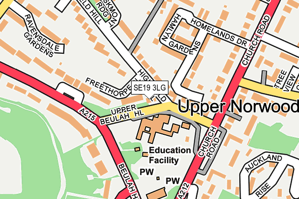 SE19 3LG map - OS OpenMap – Local (Ordnance Survey)