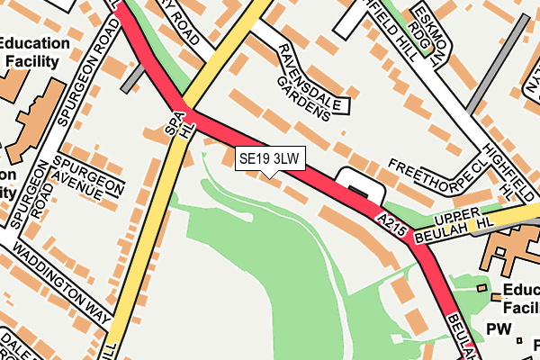 SE19 3LW map - OS OpenMap – Local (Ordnance Survey)