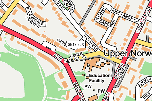 SE19 3LX map - OS OpenMap – Local (Ordnance Survey)