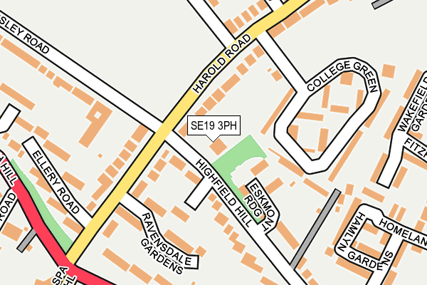 SE19 3PH map - OS OpenMap – Local (Ordnance Survey)