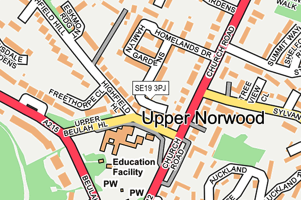 SE19 3PJ map - OS OpenMap – Local (Ordnance Survey)