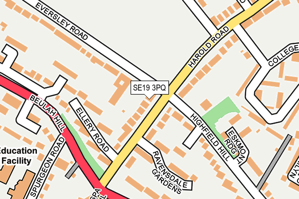 SE19 3PQ map - OS OpenMap – Local (Ordnance Survey)