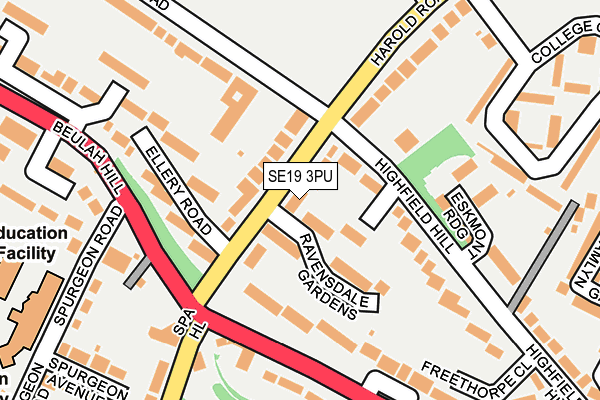 SE19 3PU map - OS OpenMap – Local (Ordnance Survey)