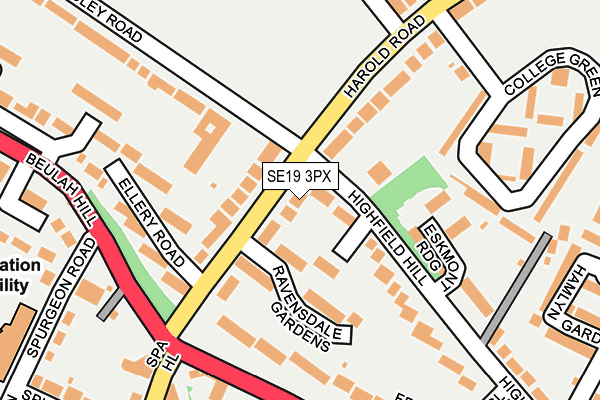 SE19 3PX map - OS OpenMap – Local (Ordnance Survey)