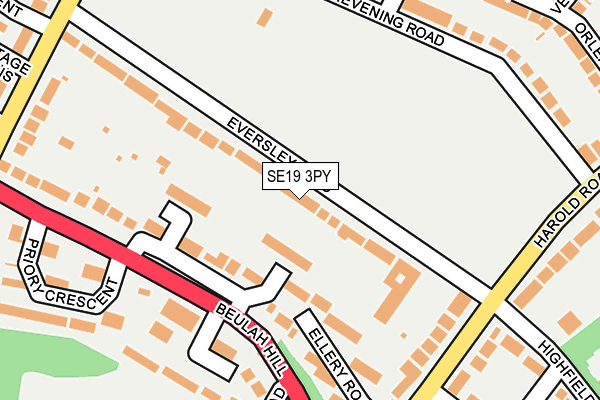 SE19 3PY map - OS OpenMap – Local (Ordnance Survey)