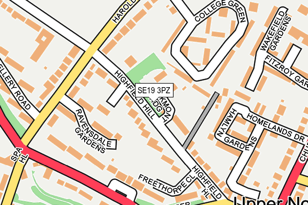 SE19 3PZ map - OS OpenMap – Local (Ordnance Survey)