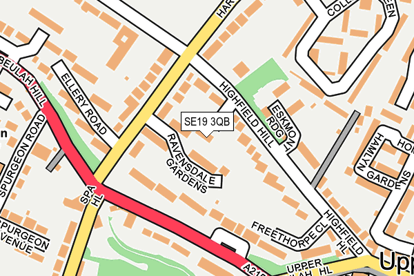 SE19 3QB map - OS OpenMap – Local (Ordnance Survey)