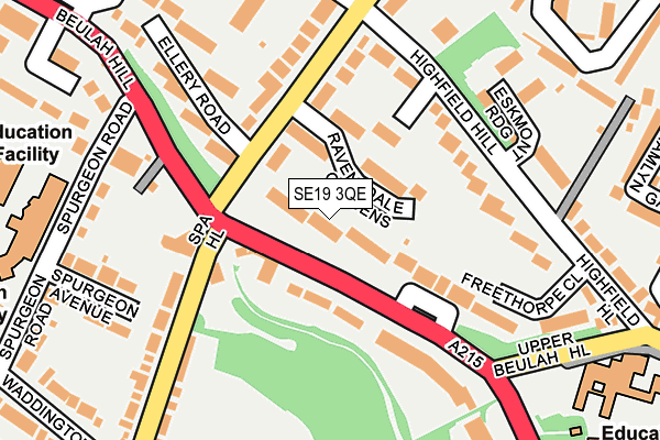 SE19 3QE map - OS OpenMap – Local (Ordnance Survey)