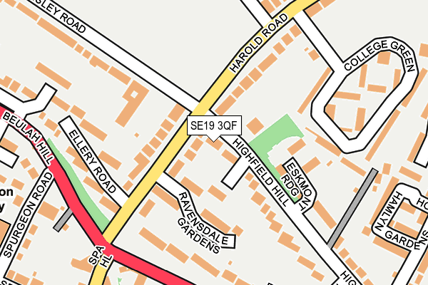 SE19 3QF map - OS OpenMap – Local (Ordnance Survey)