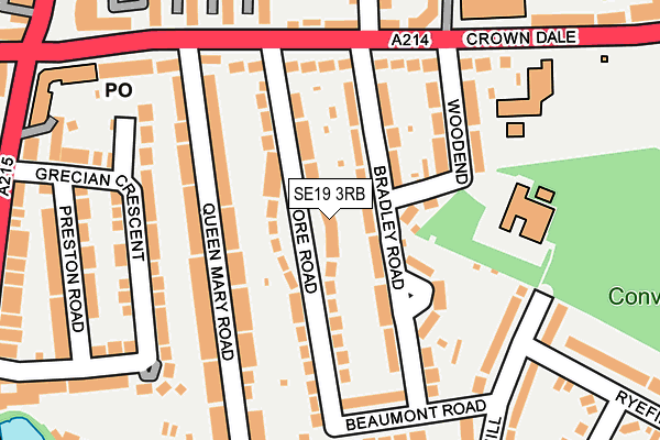SE19 3RB map - OS OpenMap – Local (Ordnance Survey)