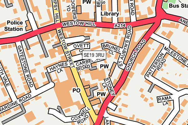 SE19 3RU map - OS OpenMap – Local (Ordnance Survey)