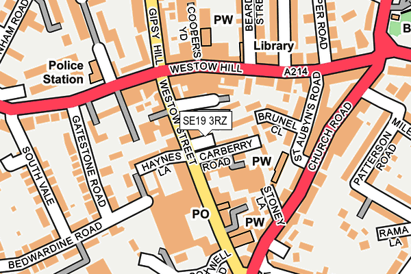 SE19 3RZ map - OS OpenMap – Local (Ordnance Survey)