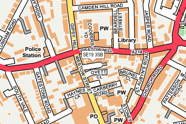 SE19 3SB map - OS OpenMap – Local (Ordnance Survey)