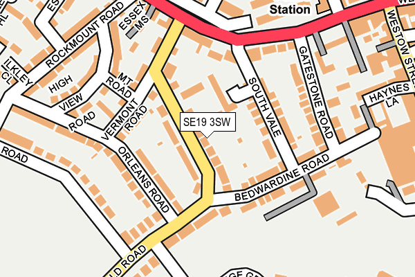 SE19 3SW map - OS OpenMap – Local (Ordnance Survey)