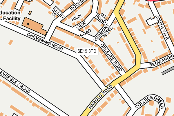 SE19 3TD map - OS OpenMap – Local (Ordnance Survey)