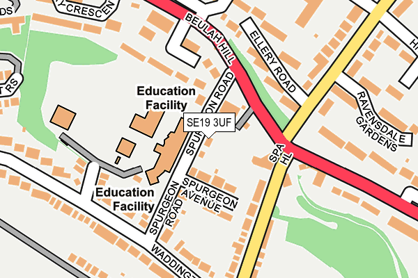 SE19 3UF map - OS OpenMap – Local (Ordnance Survey)