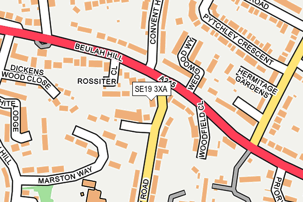 SE19 3XA map - OS OpenMap – Local (Ordnance Survey)