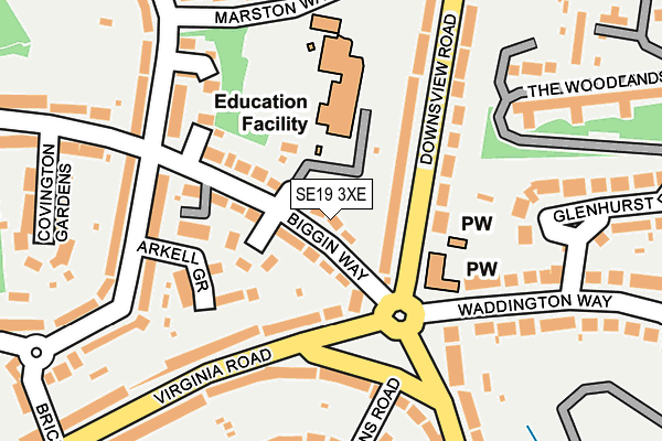 SE19 3XE map - OS OpenMap – Local (Ordnance Survey)