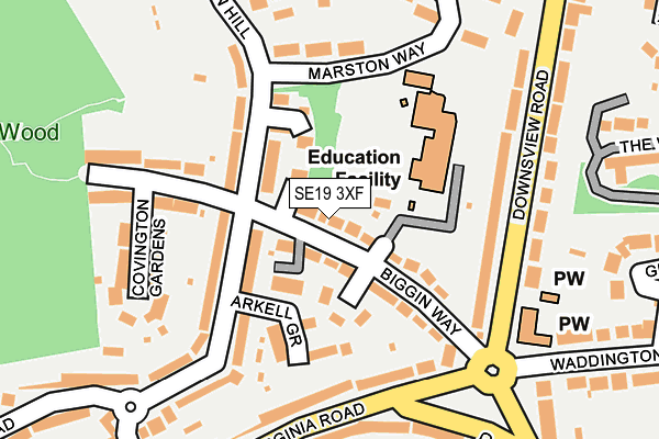 SE19 3XF map - OS OpenMap – Local (Ordnance Survey)